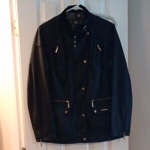 Barbour Black Wax Utility Jacket with Brushed Brass Hardware